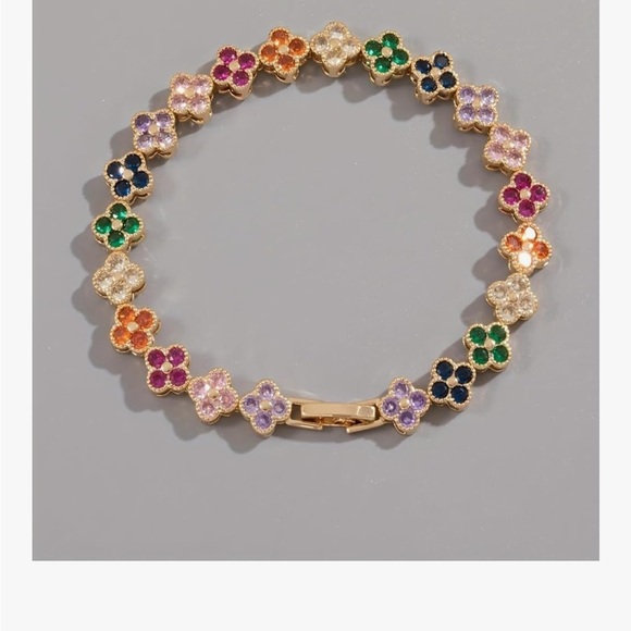 1 Colorful Zircon Bracelet 7” - Picture 1 of 3